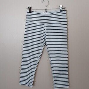 NWOT SCORPIO SOL Capri Crop Leggings Pants White Navy Blue Stripes‎